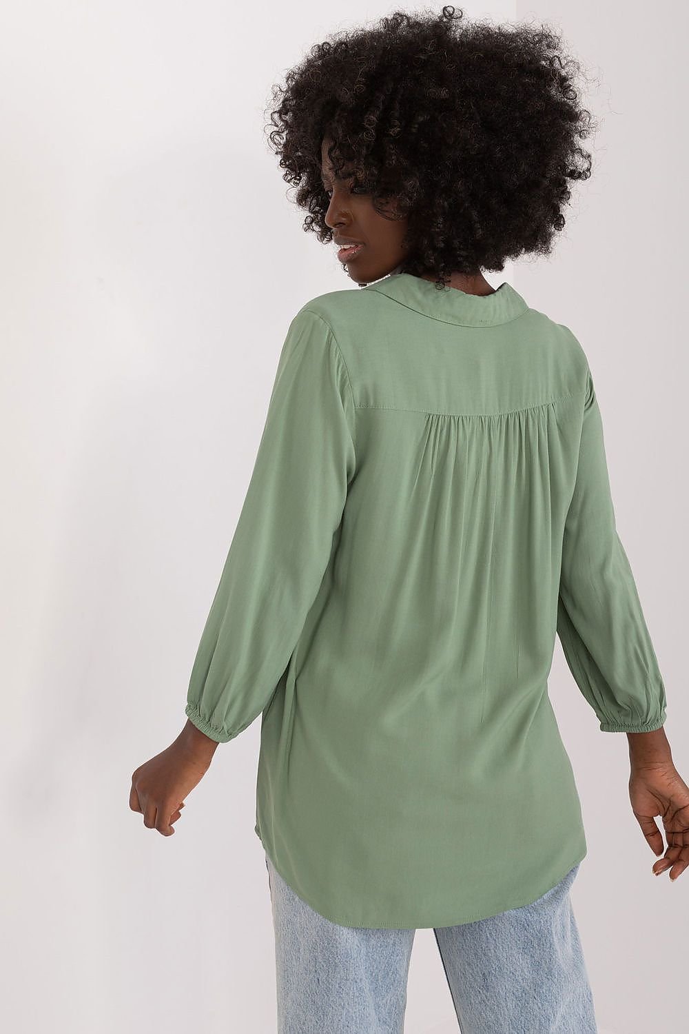 Heart Neckline Long Sleeve Blouse