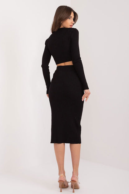 Cropped Long Sleeve Sweater and Midi Skirt Set