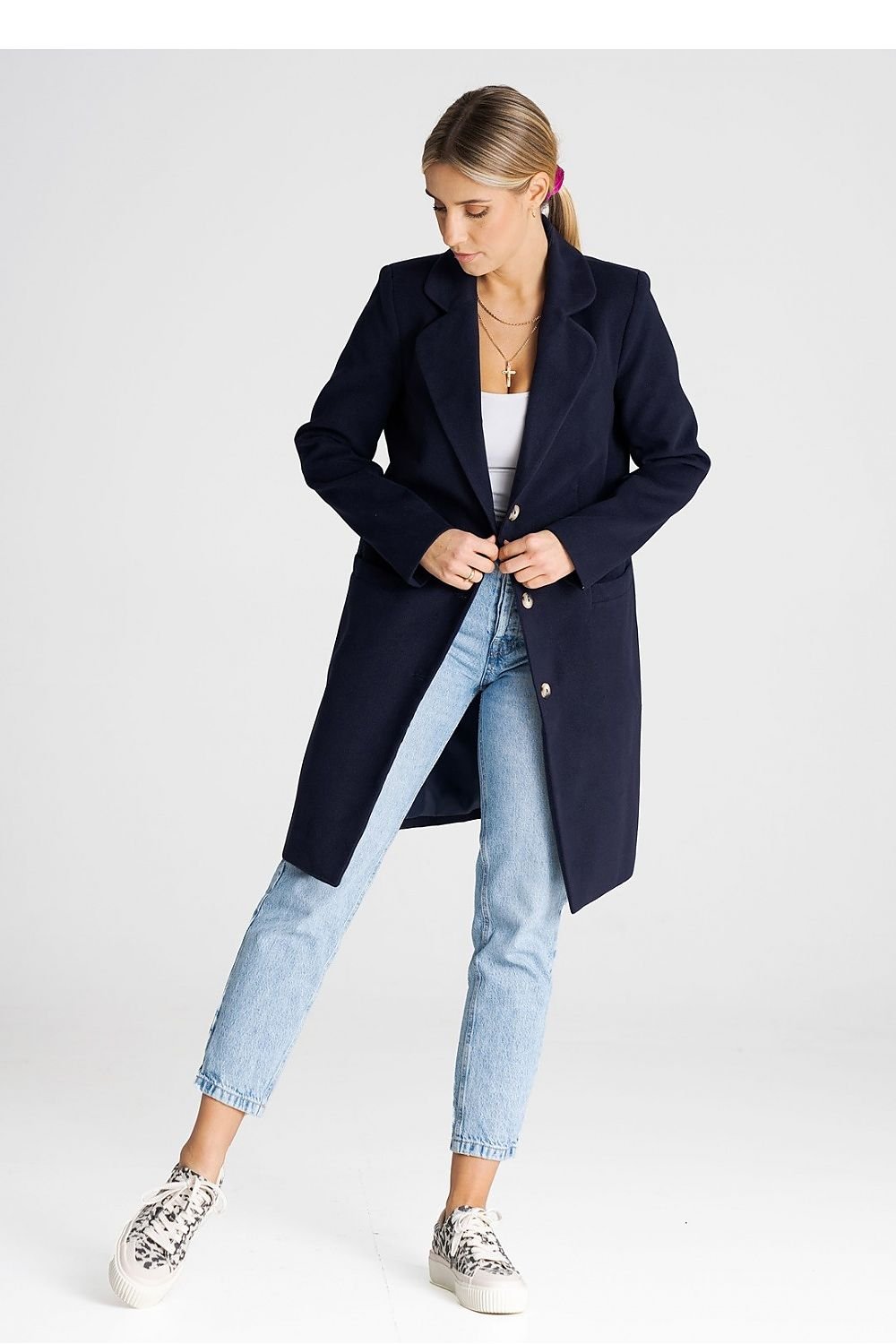 Knee Length Buttoned Coat