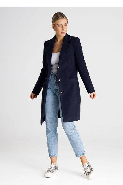 Knee Length Buttoned Coat