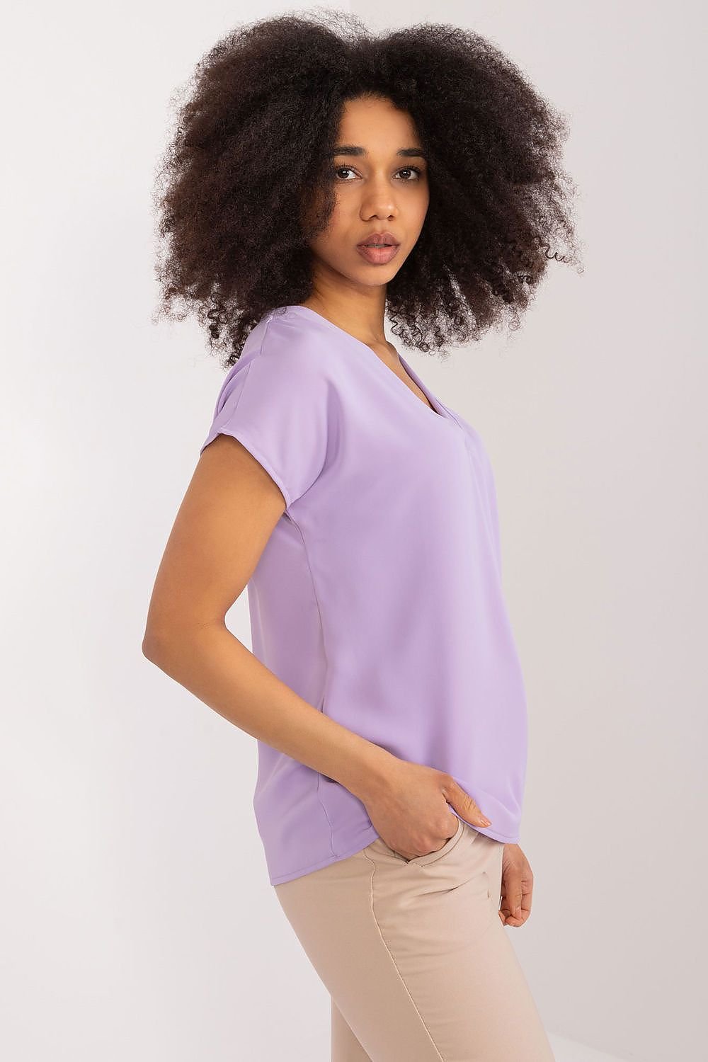 Straight Cut V-Neck Blouse