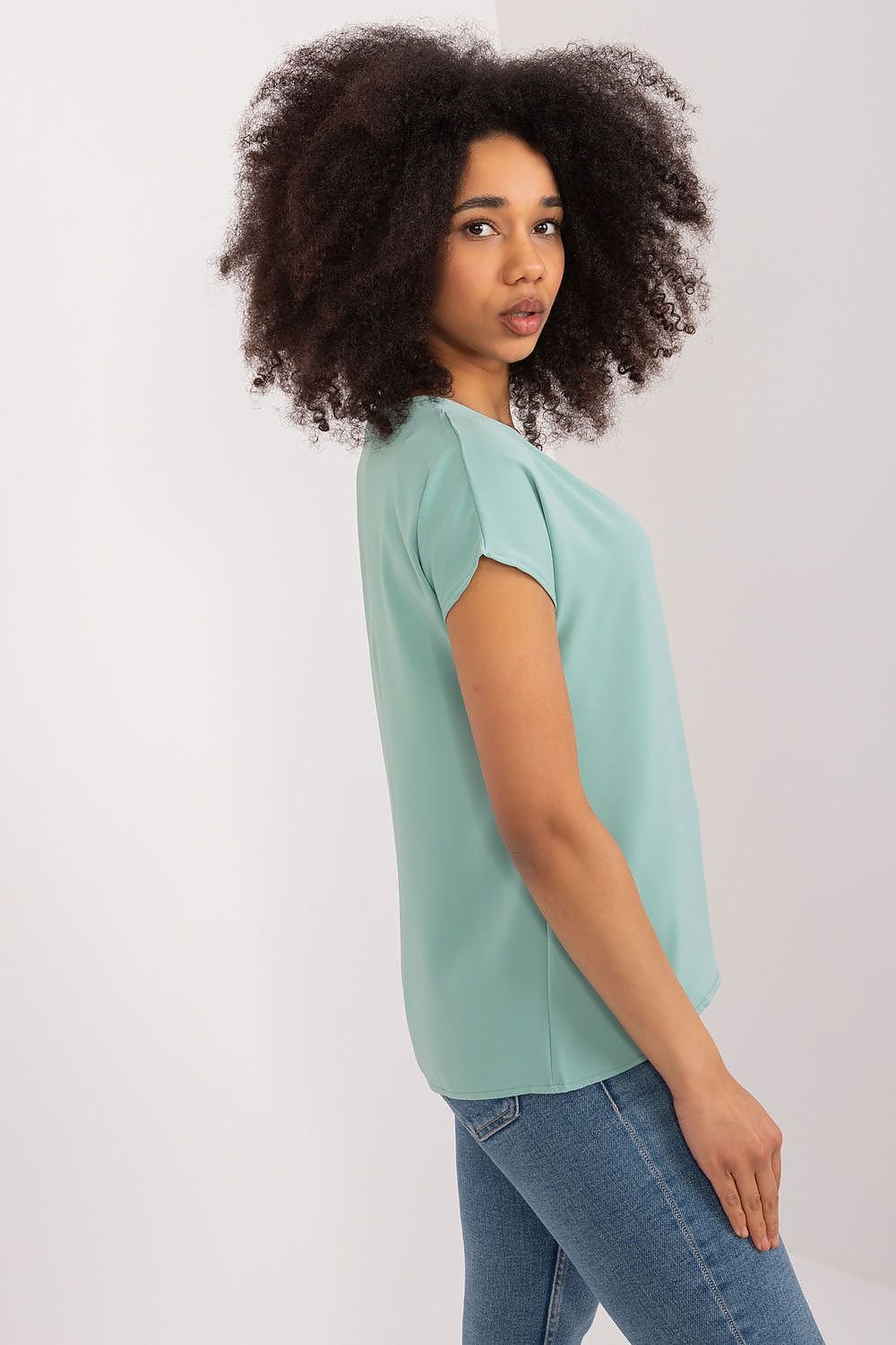 Straight Cut V-Neck Blouse