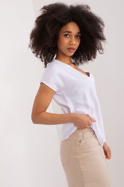 Straight Cut V-Neck Blouse