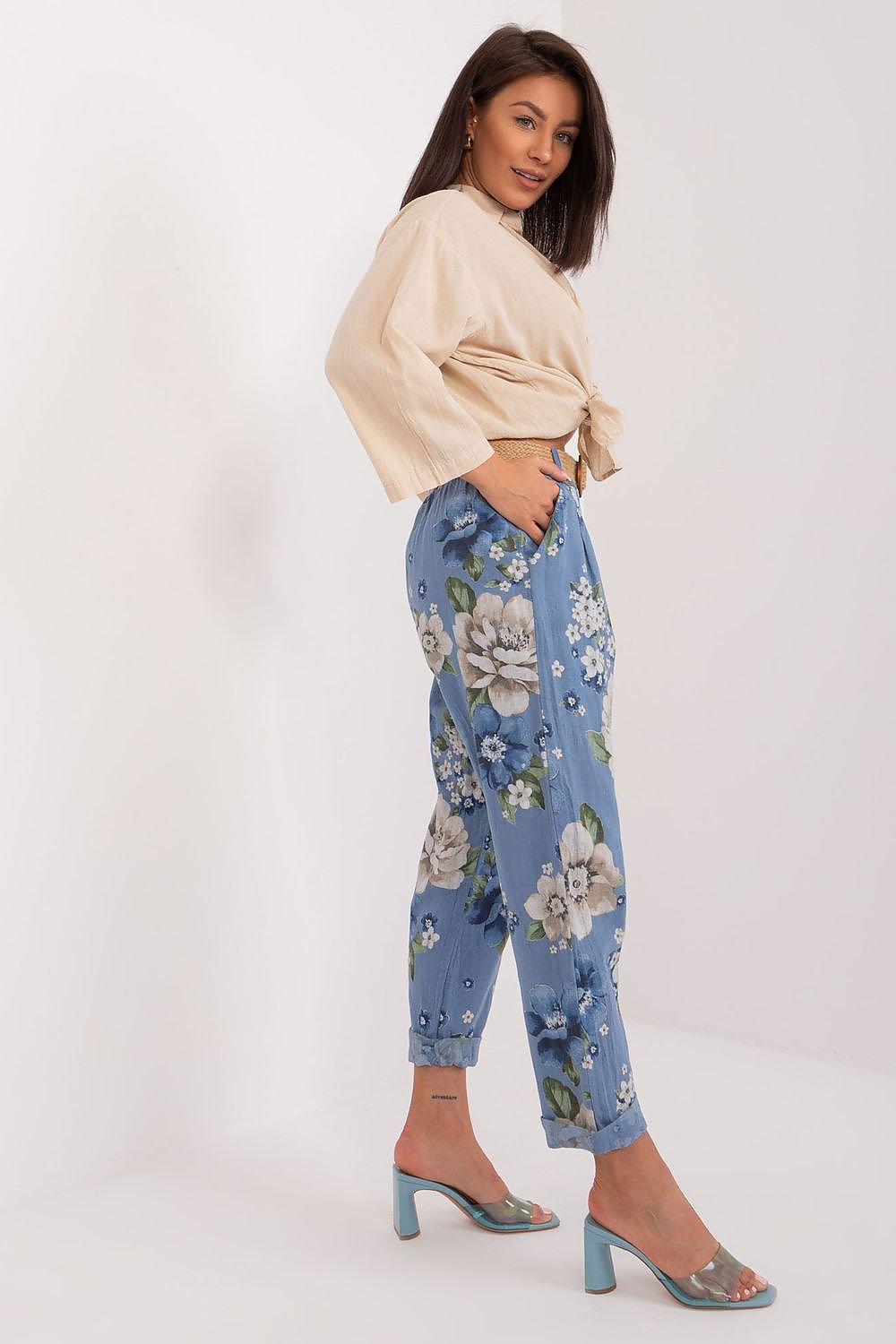 Floral Pattern Linen Pants