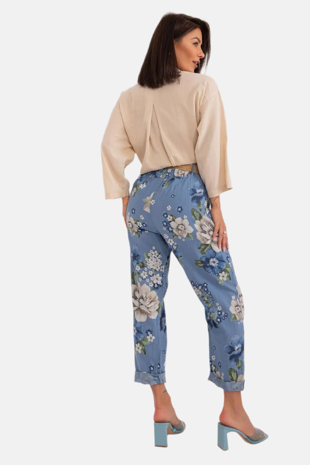 Floral Pattern Linen Pants