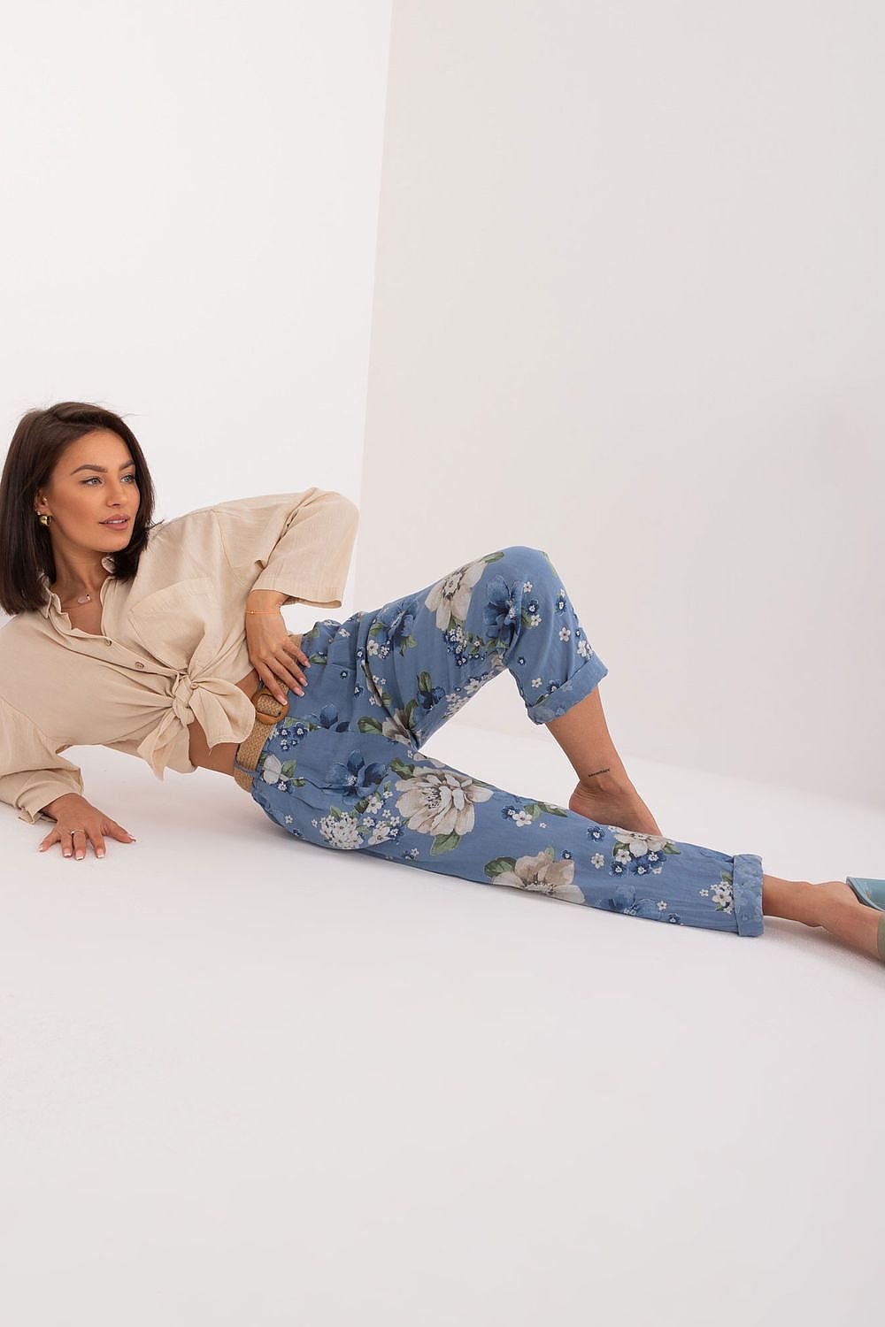 Floral Pattern Linen Pants