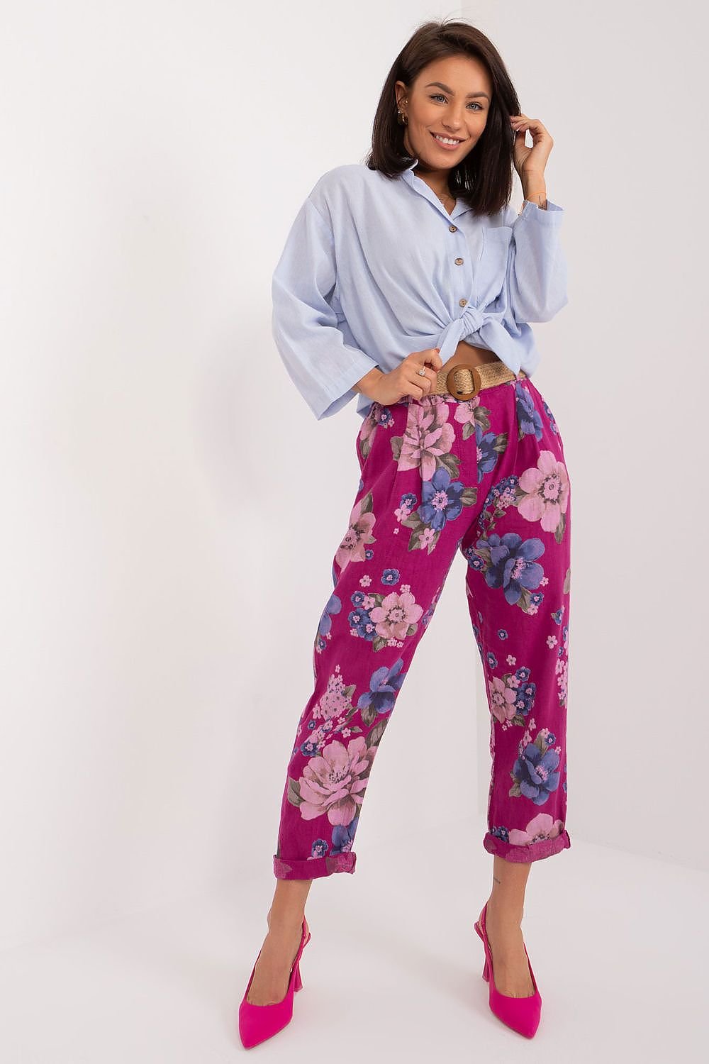 Floral Pattern Linen Pants