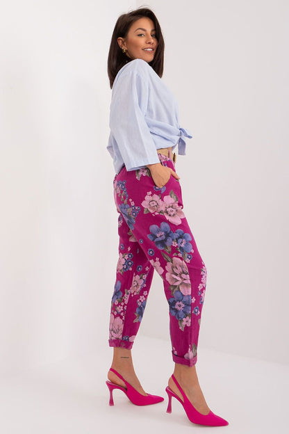 Floral Pattern Linen Pants