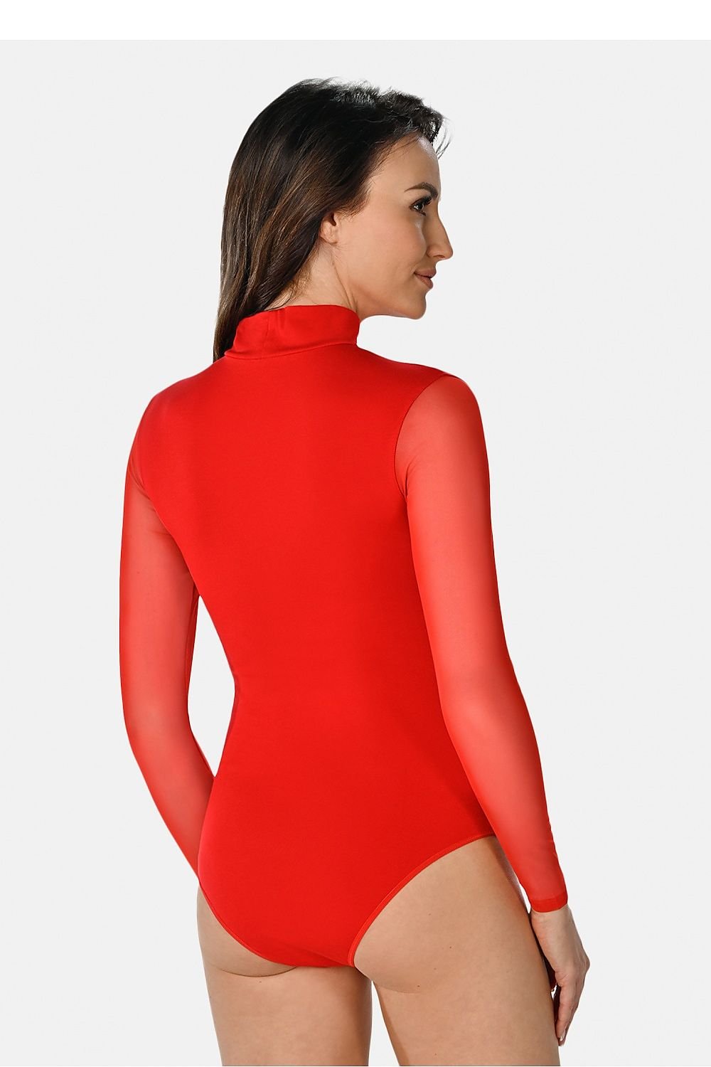 Turtleneck Mesh Sleeves Bodysuit