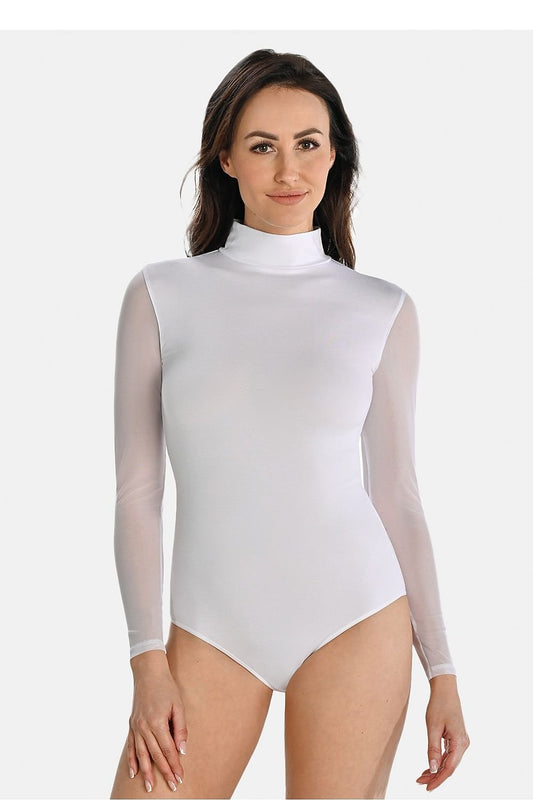 Turtleneck Mesh Sleeves Bodysuit