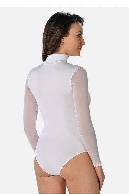 Turtleneck Mesh Sleeves Bodysuit