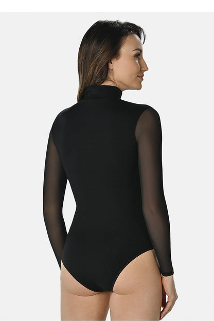 Turtleneck Mesh Sleeves Bodysuit