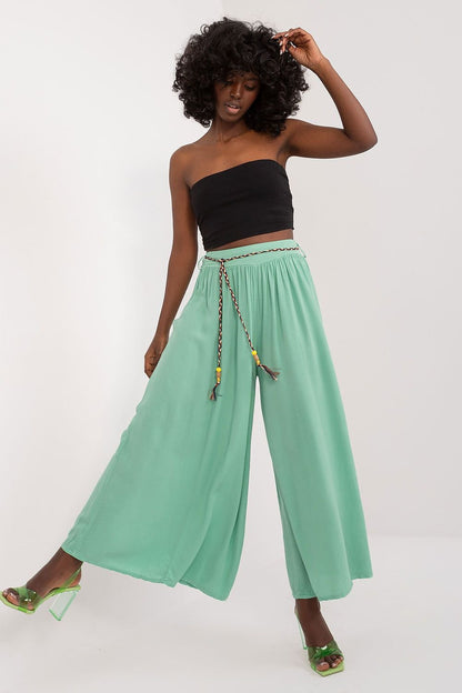 Tie Belt Wide Leg High-Waisted Pants