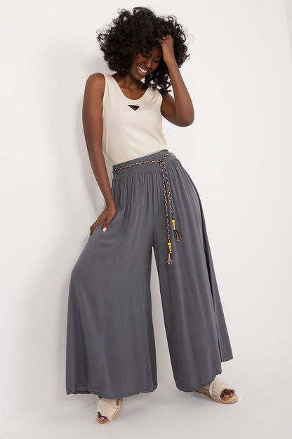 Tie Belt Wide Leg High-Waisted Pants