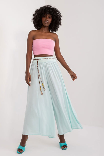 Tie Belt Wide Leg High-Waisted Pants