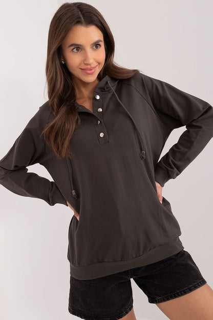 Buttoned Hooded Sweatshirt