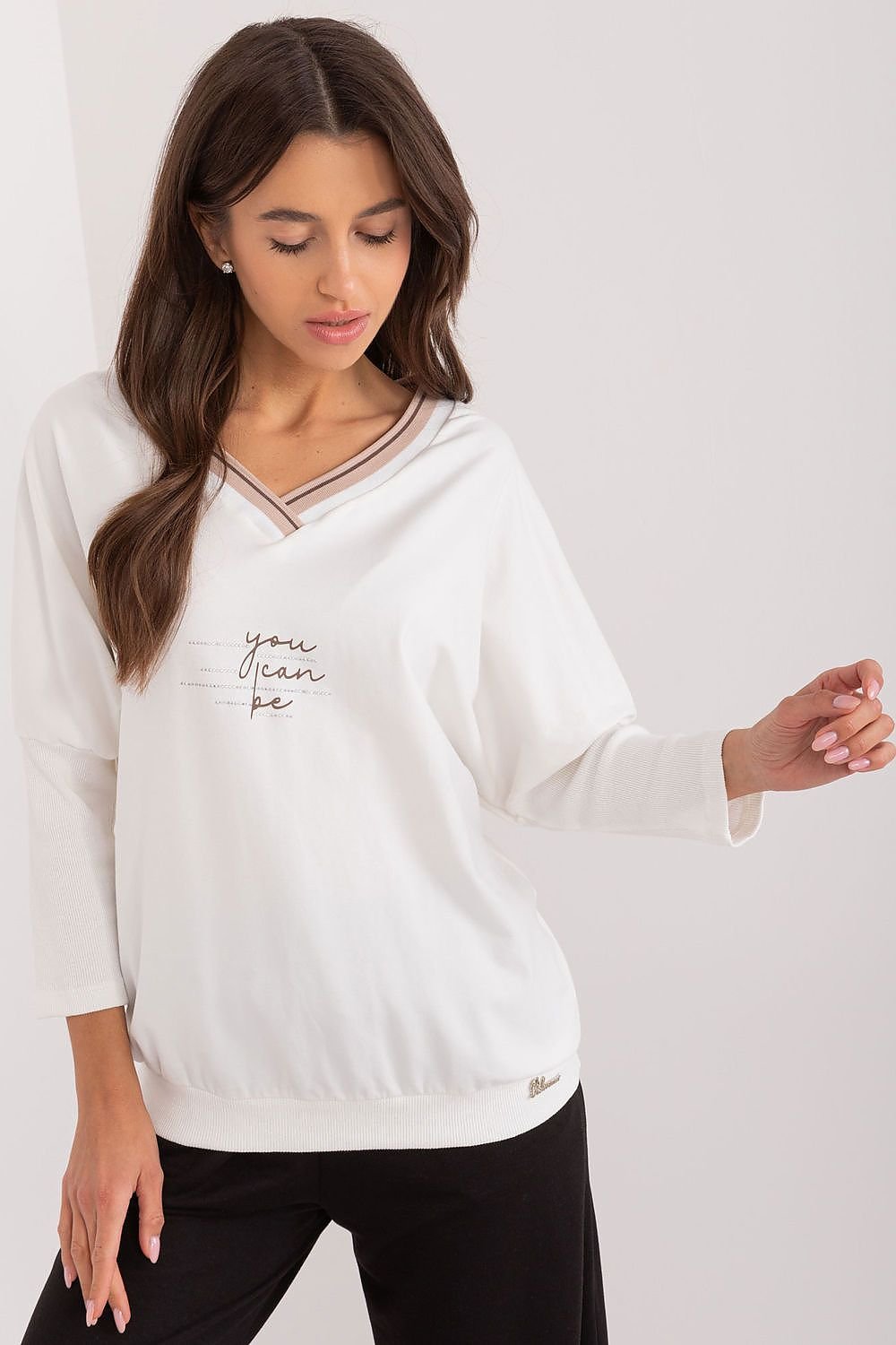 You Can Be 3/4 Sleeve V-Neck Blouse