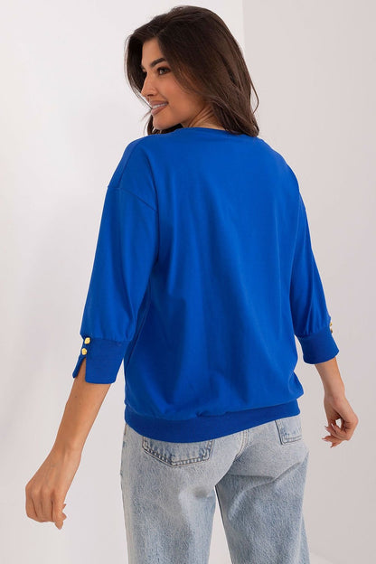 Buttoned Cuffs 3/4 Sleeve Blouse