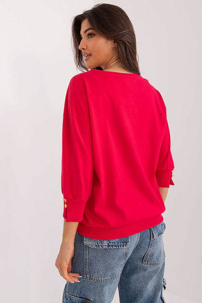 Buttoned Cuffs 3/4 Sleeve Blouse