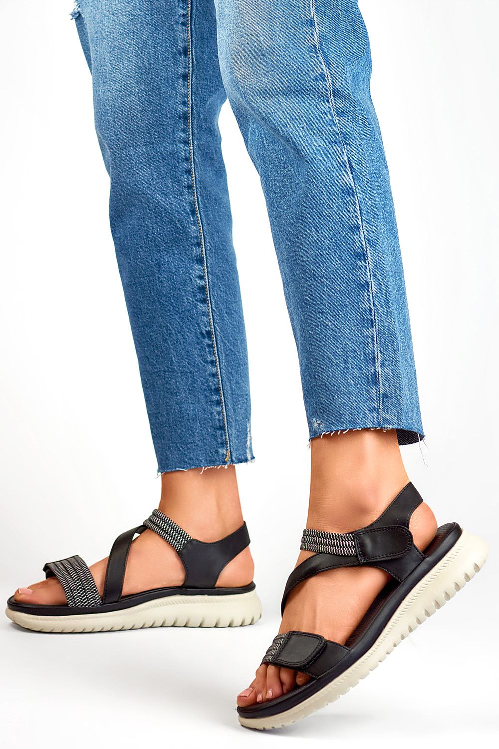 Velcro Straps Flat Sandals