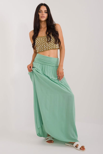 Wide Waistband Maxi Skirt