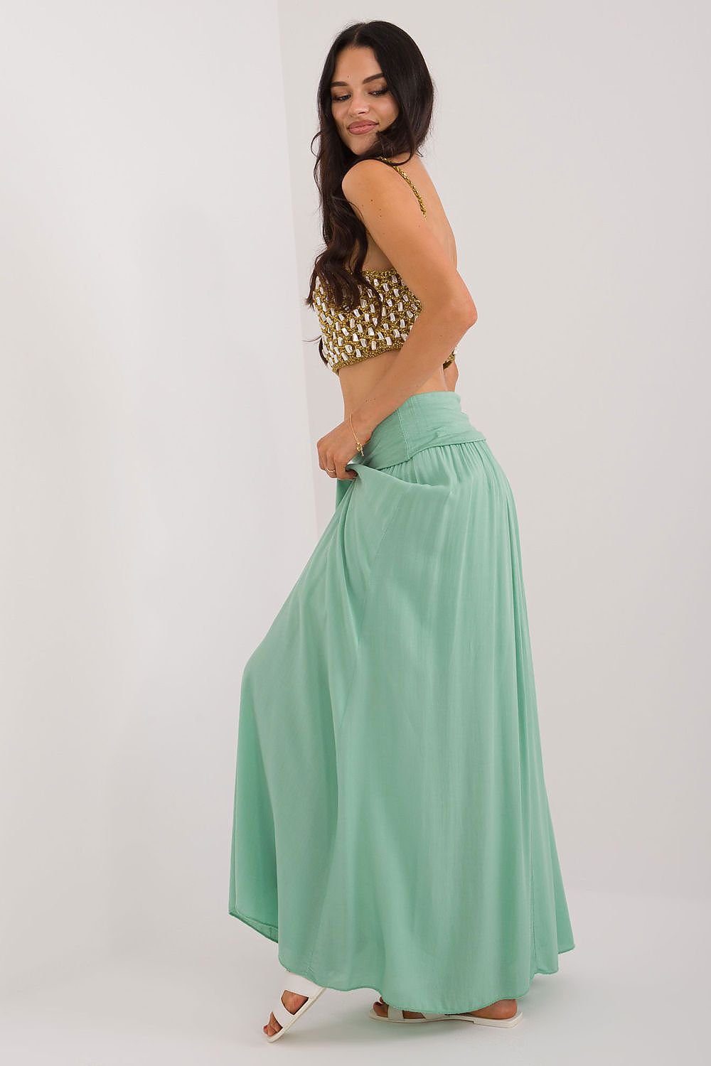 Wide Waistband Maxi Skirt