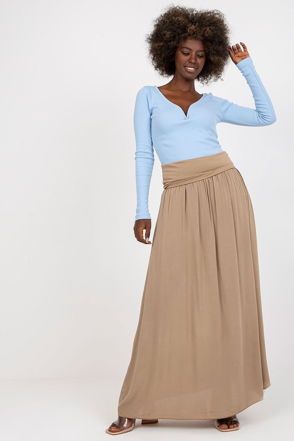 Wide Waistband Maxi Skirt