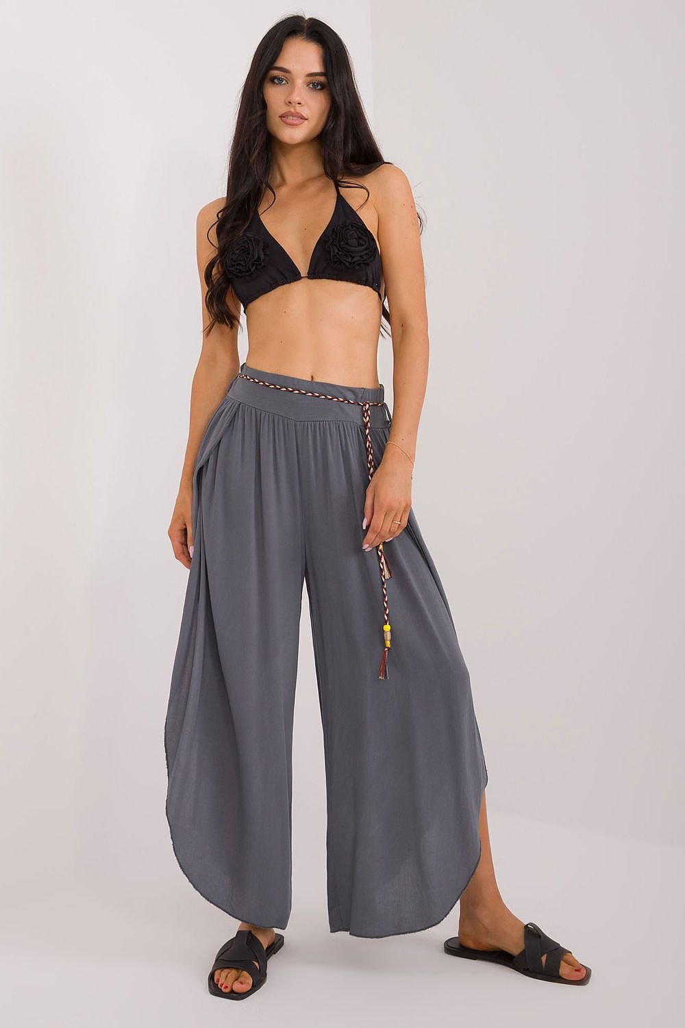 Slit High Waist Wide Leg Pants