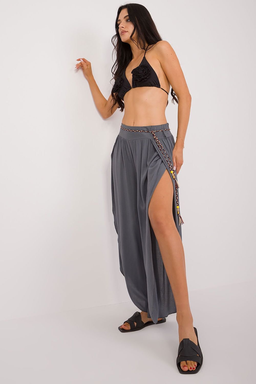 Slit High Waist Wide Leg Pants