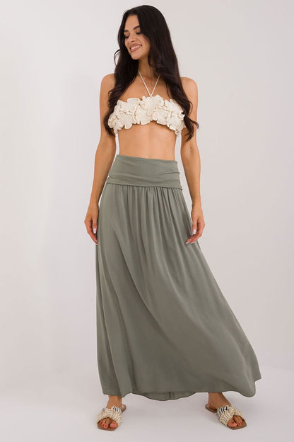 Wide Waistband Maxi Skirt