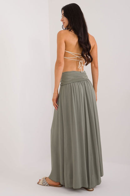 Wide Waistband Maxi Skirt