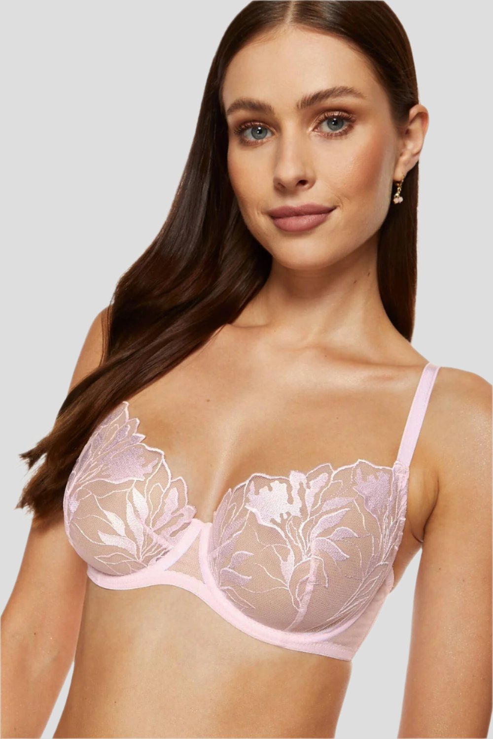 Pink Elegant Soft Bra with Embroidery