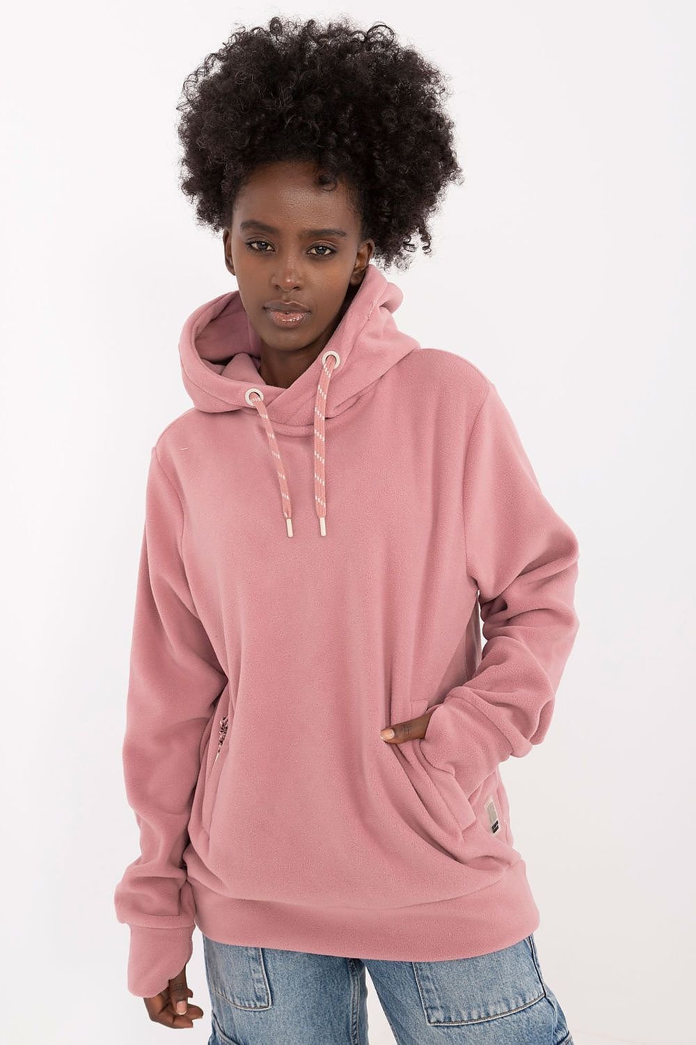 Pale Pink Hooded Sweatshirt with Zipped Pockets