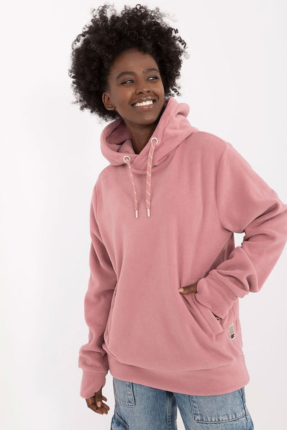 Pale Pink Hooded Sweatshirt with Zipped Pockets