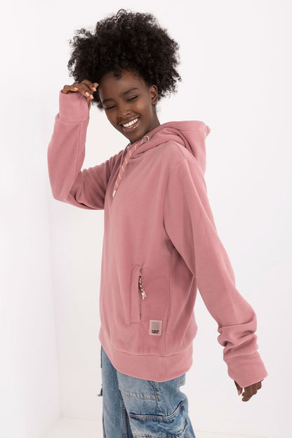 Pale Pink Hooded Sweatshirt with Zipped Pockets