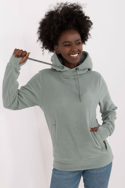 Pale Green Hooded Sweatshirt with Zipped Pockets