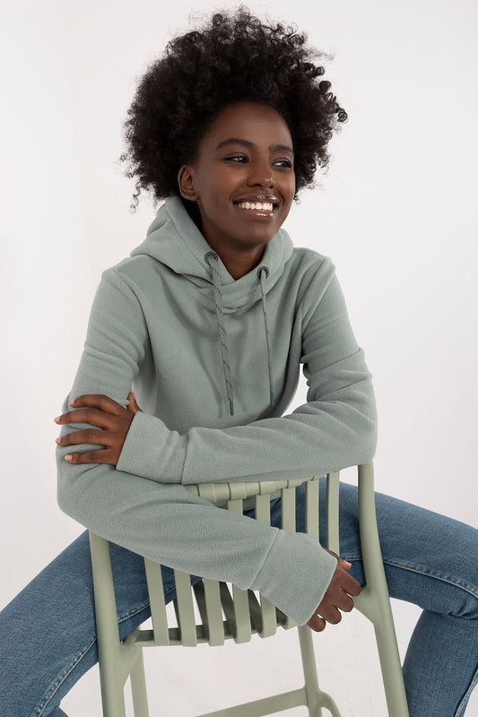 Pale Green Hooded Sweatshirt with Zipped Pockets