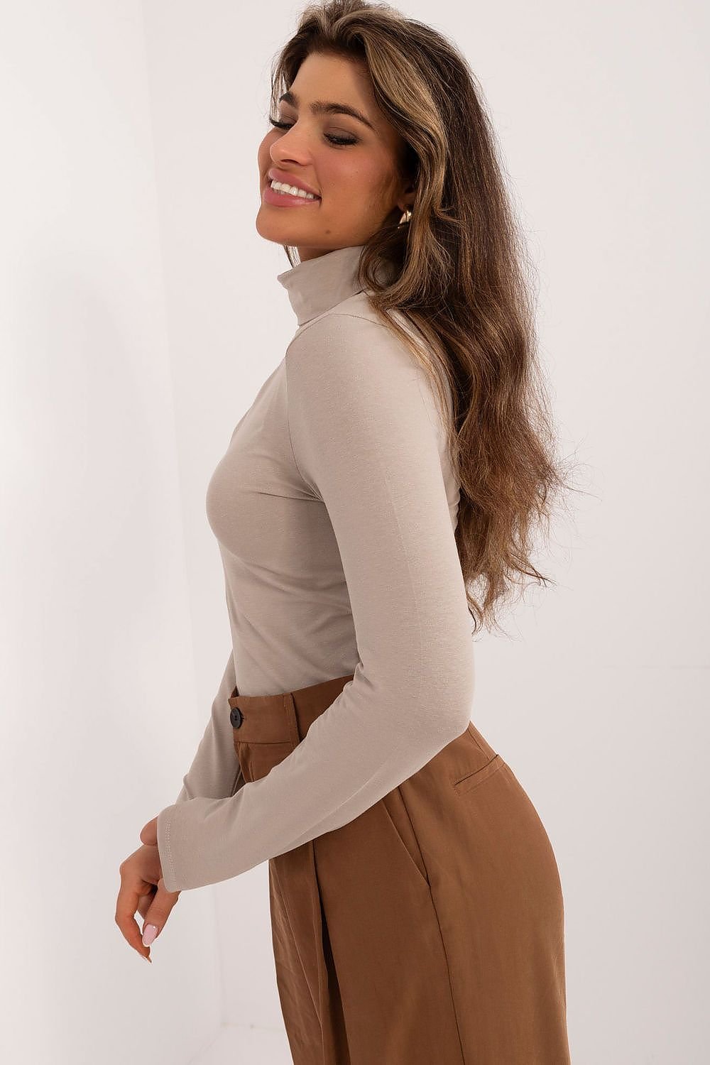 Turtleneck Cotton Long Sleeve Blouse