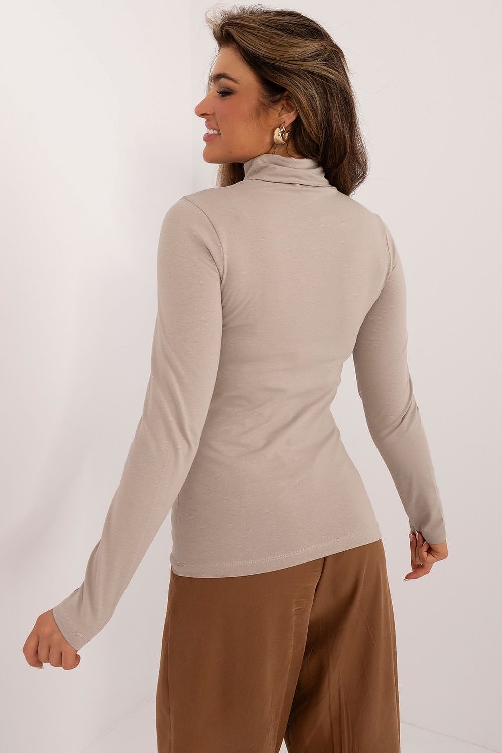 Turtleneck Cotton Long Sleeve Blouse