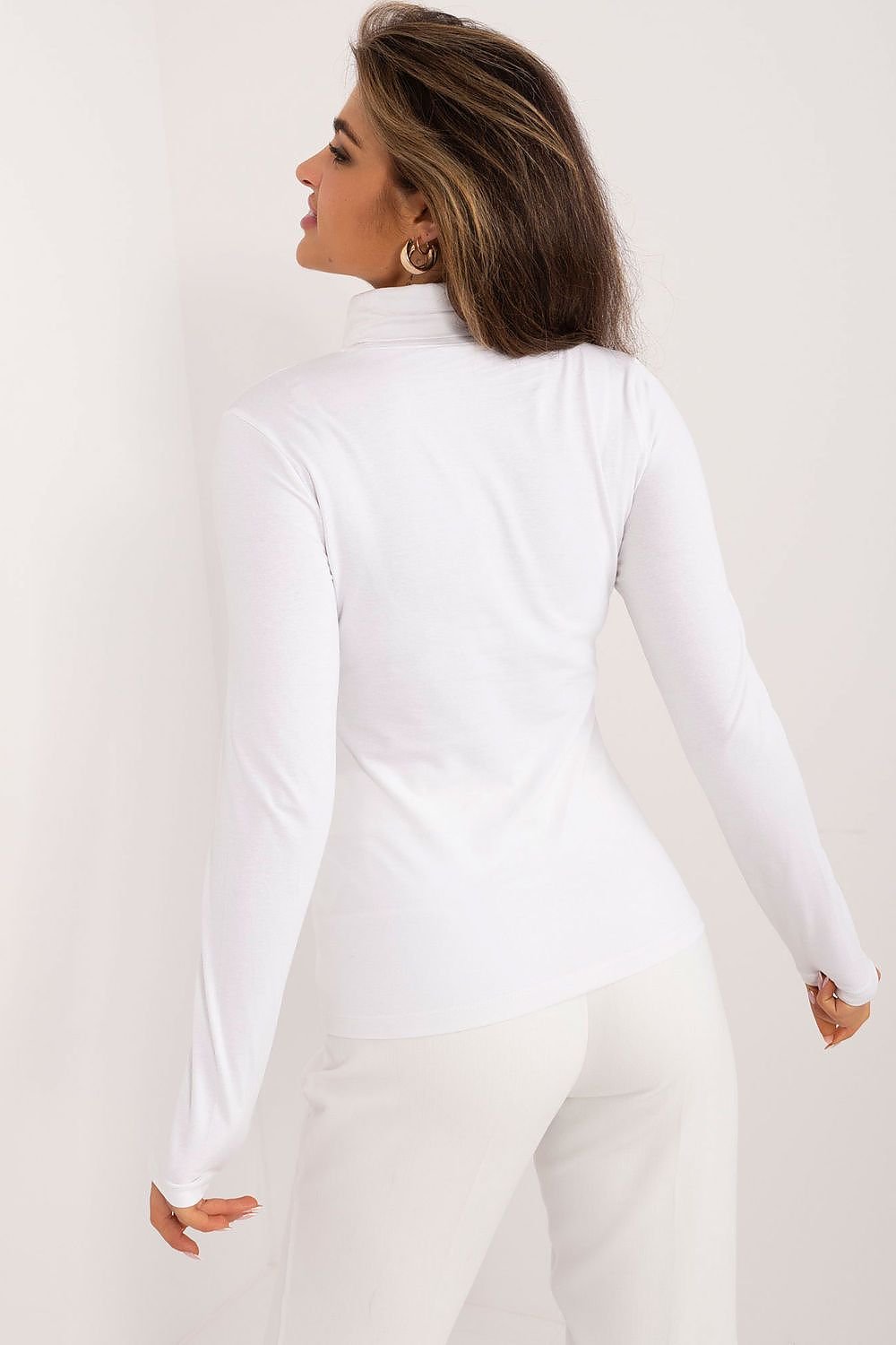 Turtleneck Cotton Long Sleeve Blouse