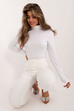Turtleneck Cotton Long Sleeve Blouse