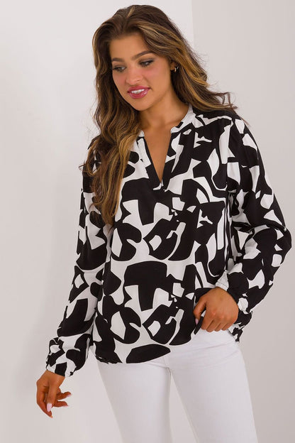 Geometric Pattern Long Sleeve Blouse