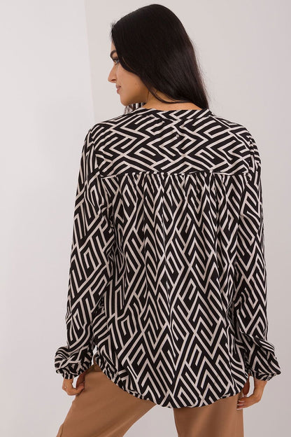 Geometric Pattern Long Sleeve Blouse