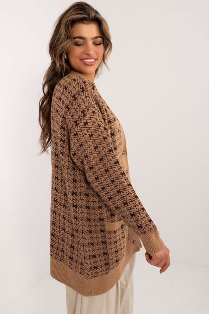 Pocketed Button-Up Cardigan Brown