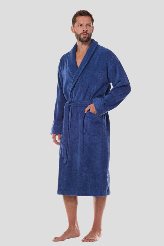 Men's Bathrobe in Navy Blue