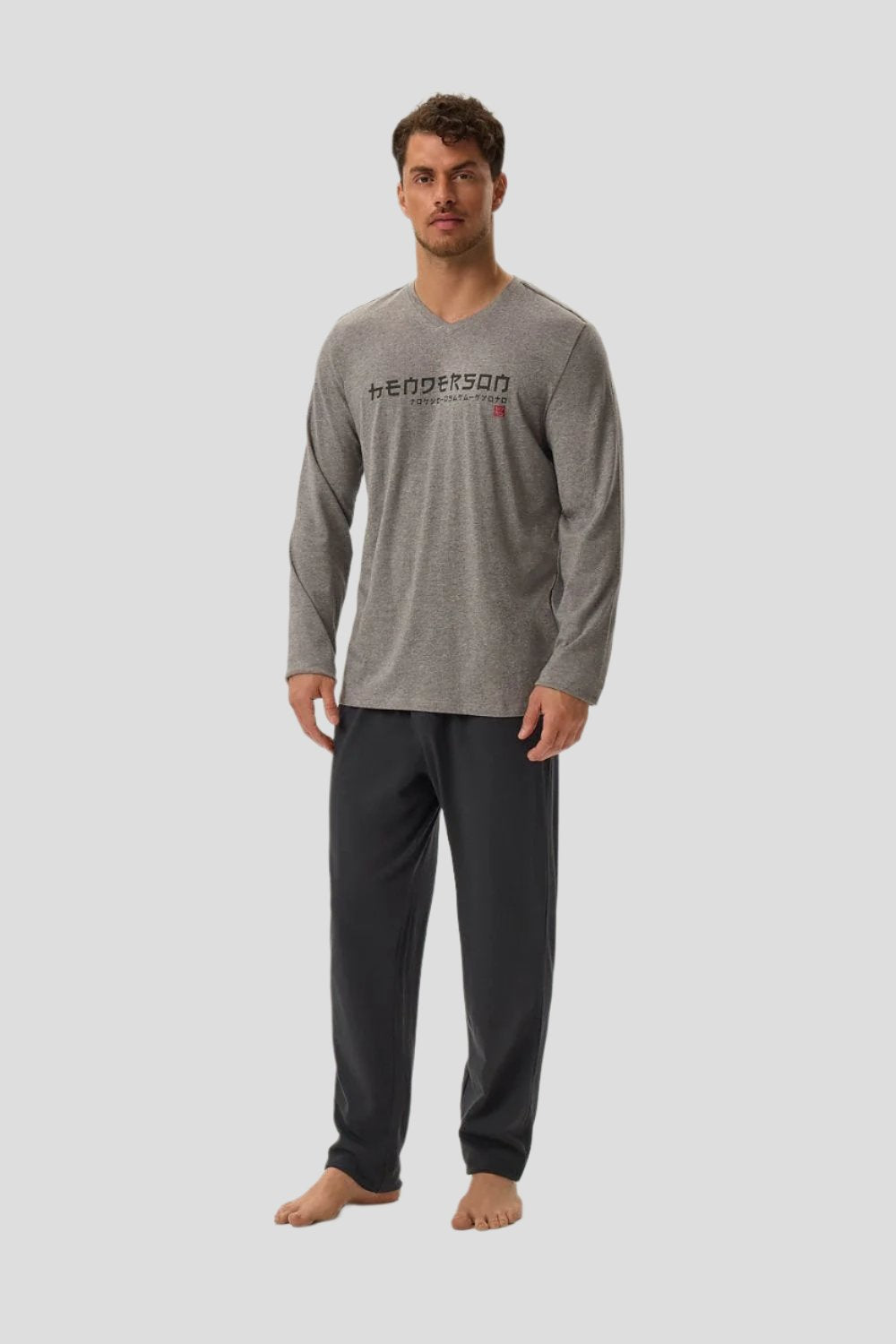 Japan Style Men's Lounge Pajama Set Gray