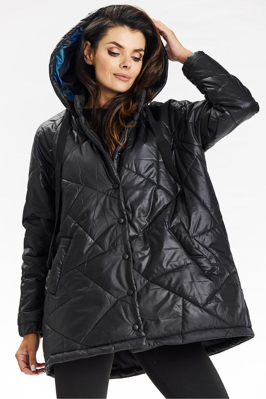 Awama Quilted Hooded Jacket in Black