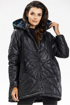 Awama Quilted Hooded Jacket in Black