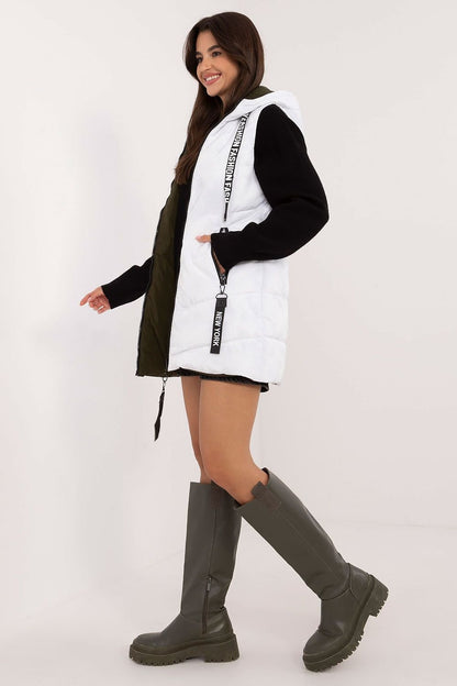 Practical Quilted Double Side Hooded Vest White