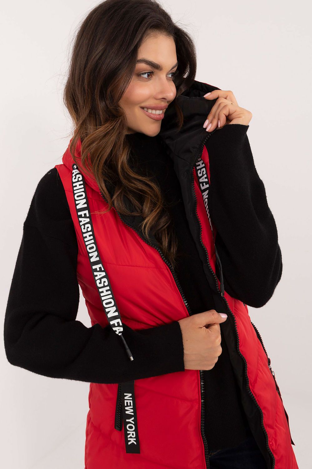 Practical Quilted Double Side Hooded Vest Red